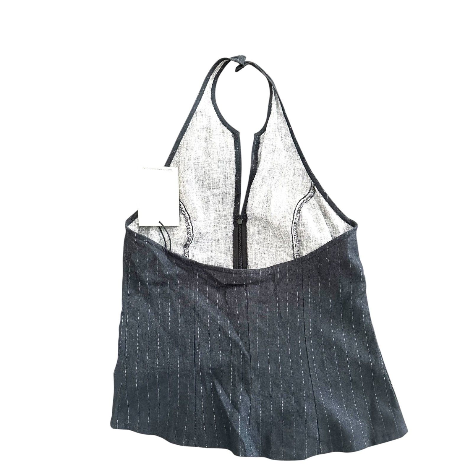 Summer Away Pinstripe Halter Zippered Top Navy Small New Nwt — image 3 of 5